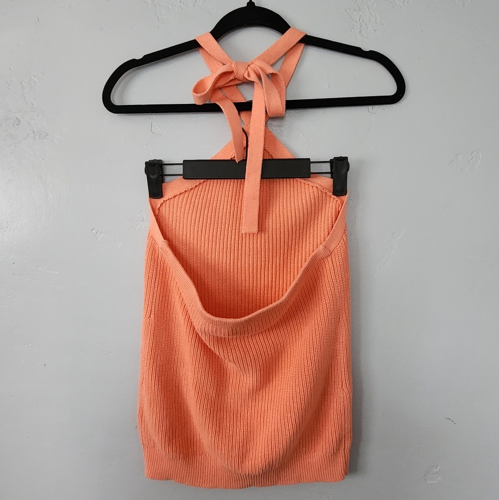 J. Crew Knit Cotton Halter Sweater Top Coral Medium - Picture 5 of 10
